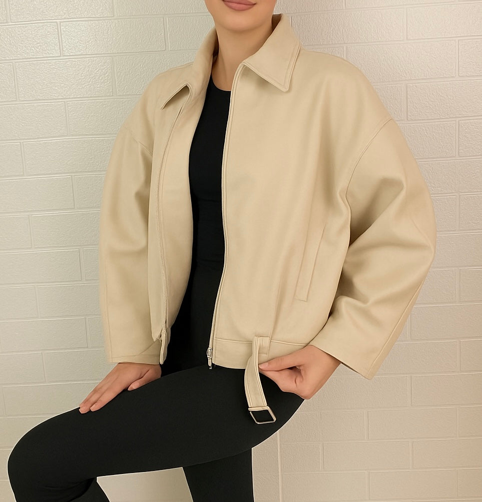 Krem Oversize Ceket